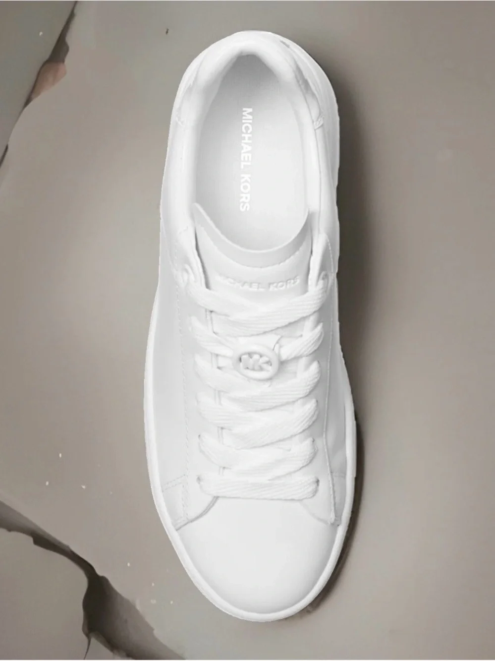 Michael Kors Leather Platform Optic White Sneakers Size 8 New